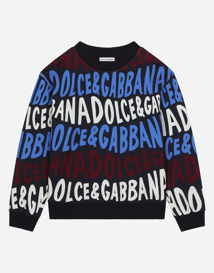 Dolce & Gabbana Jersey round-neck sweatshirt with Dolce&Gabbana logo Blue L4JWKEHS7OX