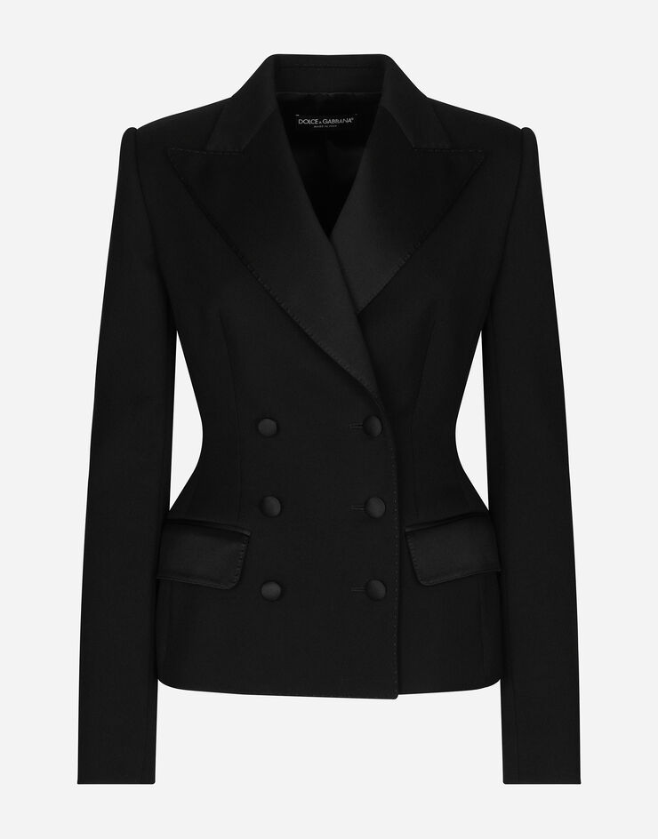 Dolce & Gabbana Chaqueta de esmoquin Dolce de botonadura doble en lana de doble cara elástica Negro F27CTTFUBGE