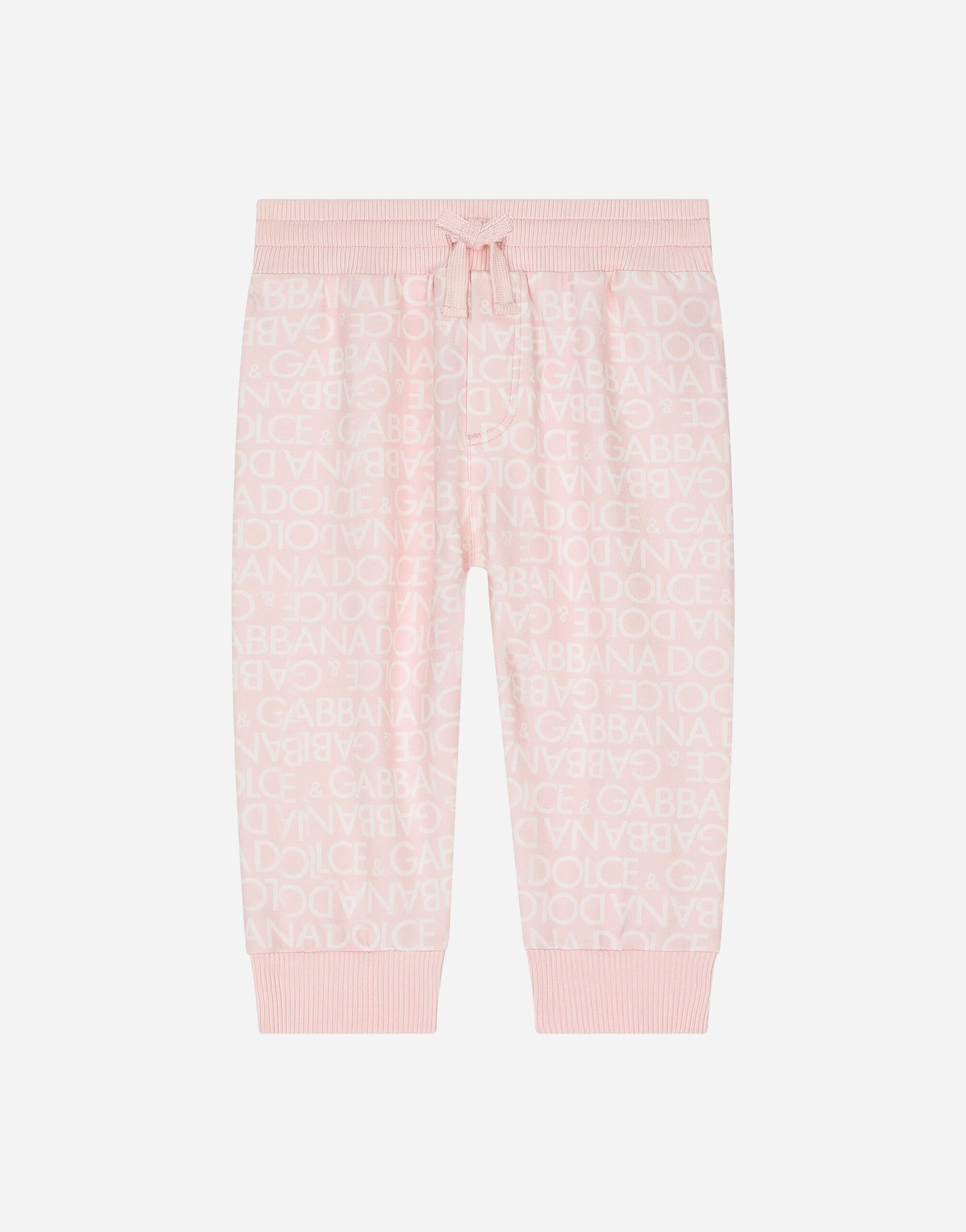 ${brand} Jersey jogging pants with all-over logo print ${colorDescription} ${masterID}