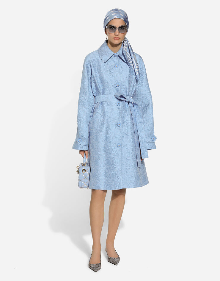 Dolce & Gabbana Quilted floral jacquard trench coat Azure F0C3RTHJMOK