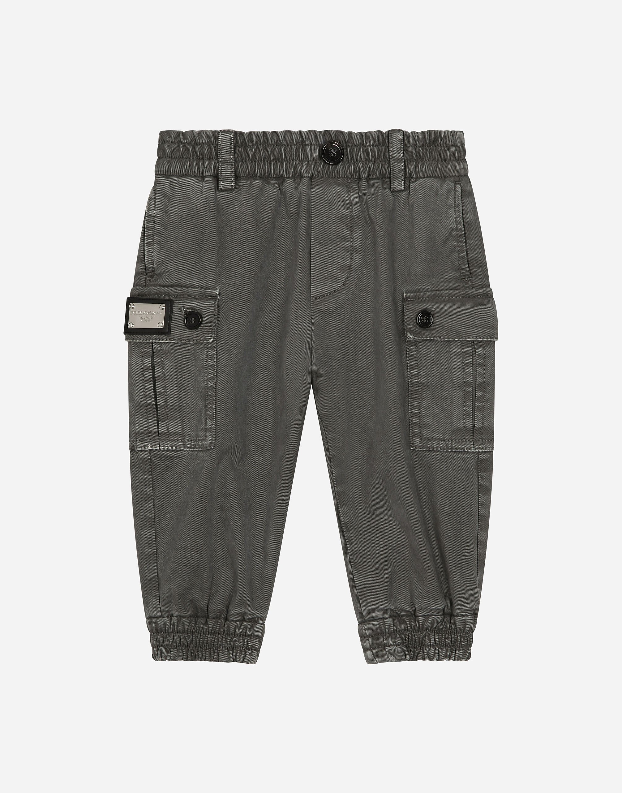 ${brand} Gabardine cargo pants with branded tag ${colorDescription} ${masterID}