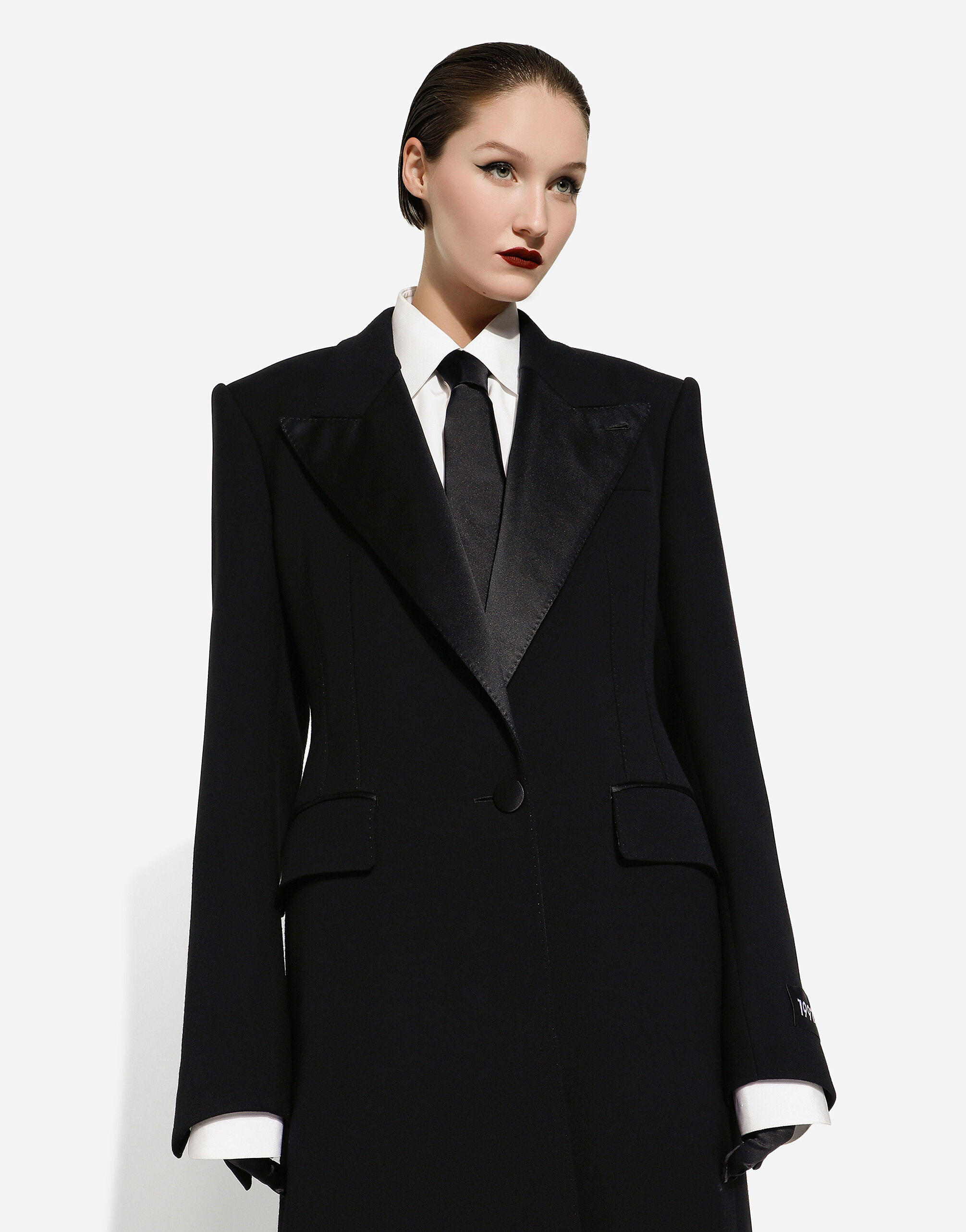 Long single-breasted wool tuxedo coat in Black for | Dolce&Gabbana® US