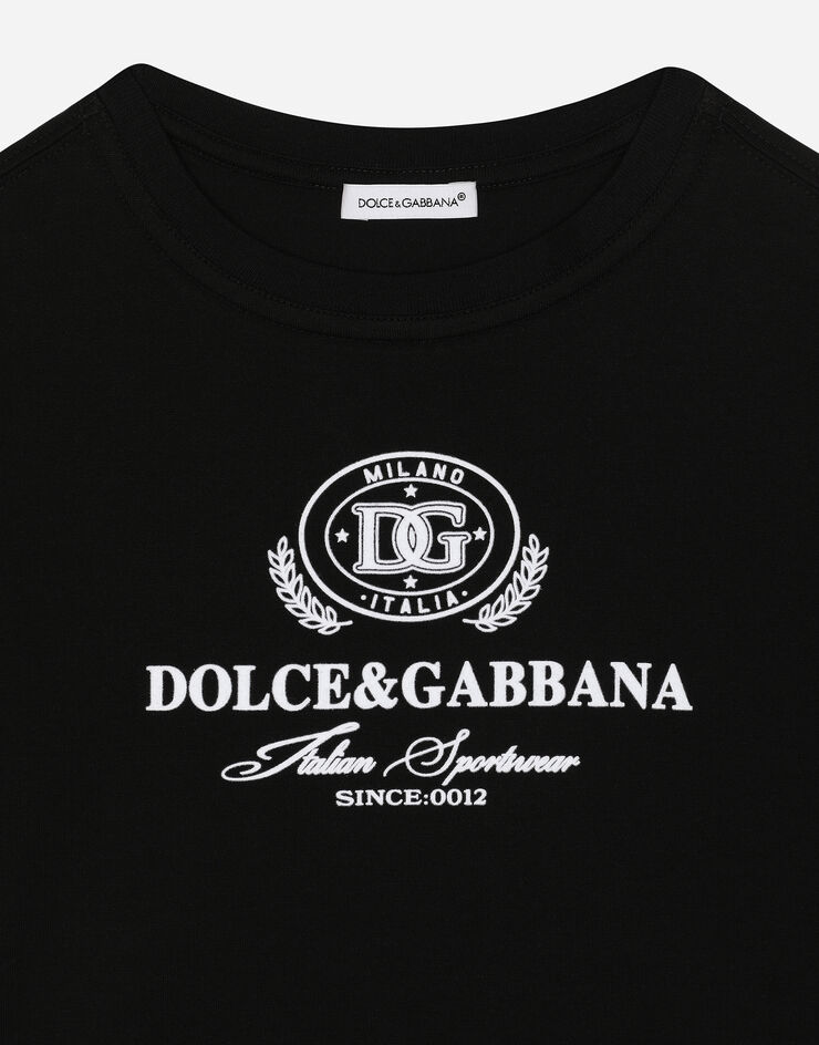 Dolce & Gabbana Dolce&Gabbanaロゴ ジャージー Tシャツ  Black L4JTHVG7NVW