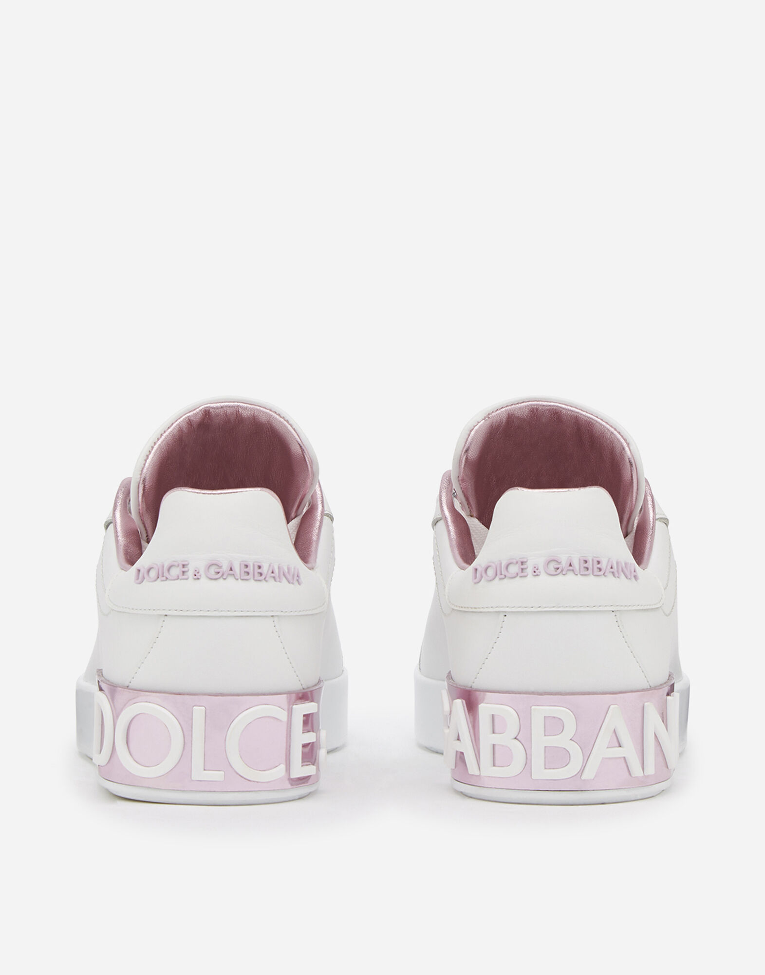 Calfskin nappa Portofino sneakers in White/Pink for Women 