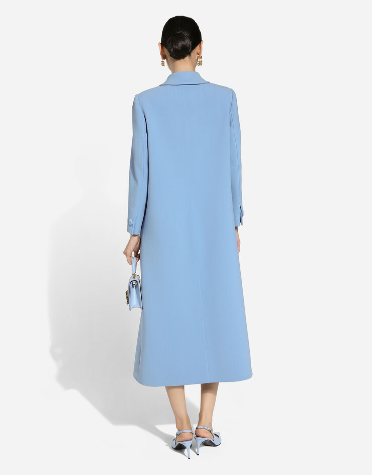 Dolce & Gabbana Cappotto monopetto in crêpe di lana Azzurro F0C3QTFU2L8