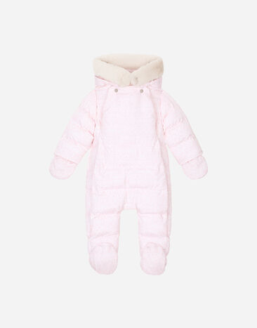 Dolce & Gabbana Padded quilted nylon snowsuit with all-over logo print Print L1JO7AG7NVD