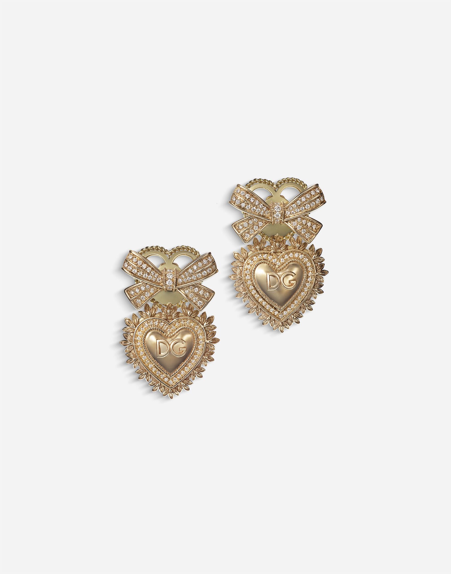 ${brand} Devotion earrings in yellow gold with diamonds ${colorDescription} ${masterID}