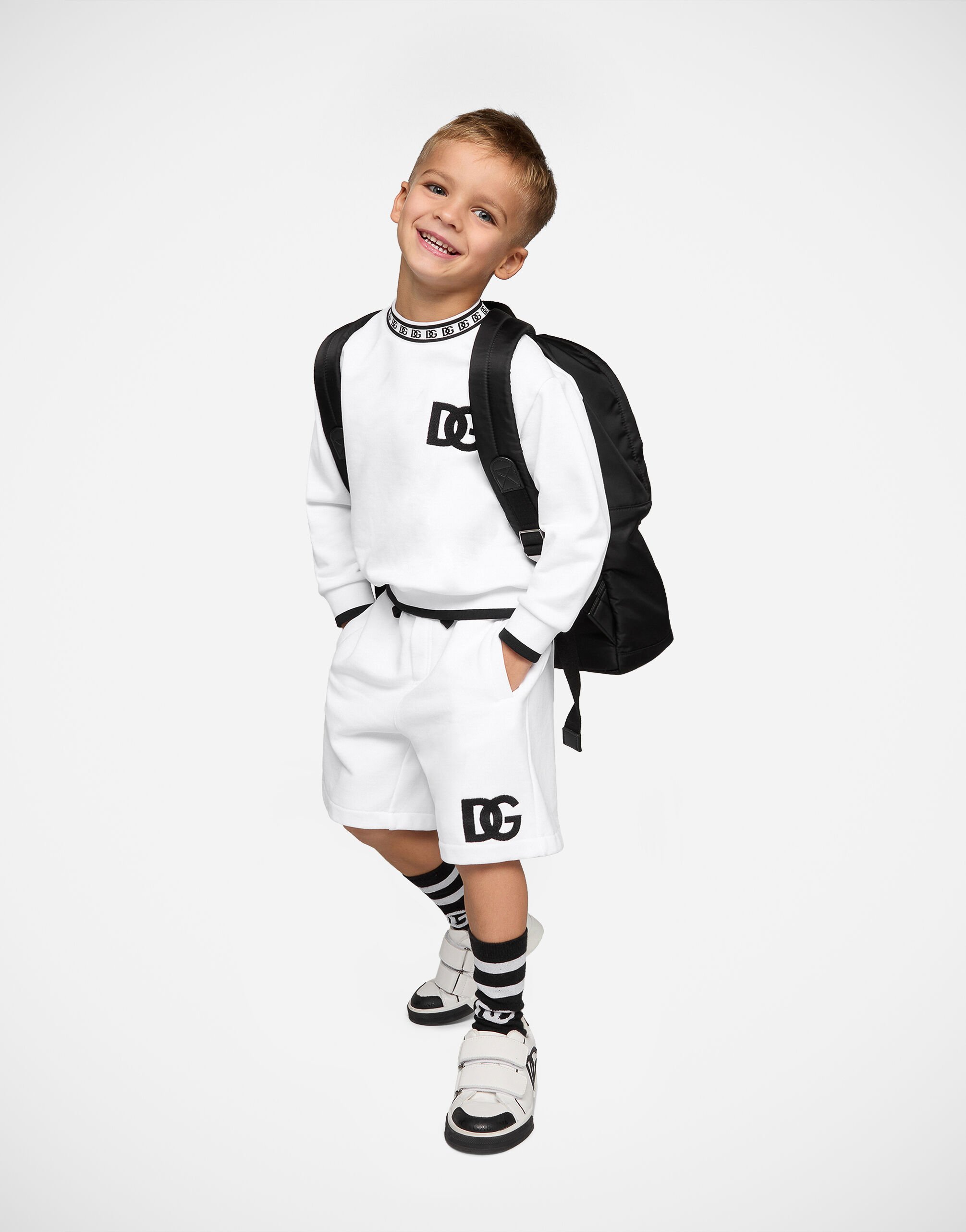 Nylon backpack with Dolce&Gabbana Milano print in Black for Boys 