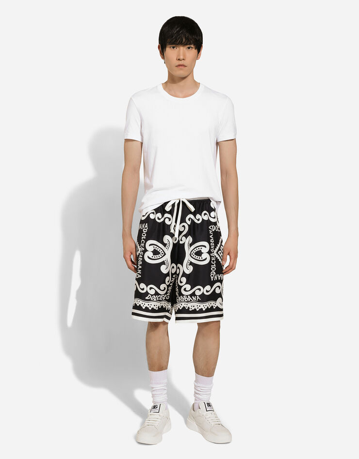 Dolce & Gabbana Marina-print silk twill shorts Blu GV37ATHI1QD