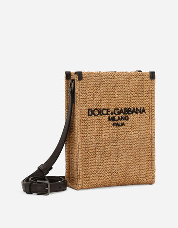 Dolce & Gabbana حقيبة تسوق صغيرة من قش منسوج بيج BM3025AN232