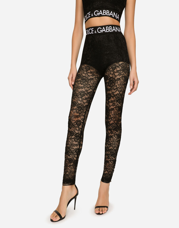 Dolce & Gabbana High Waisted Logo Leggings in Black