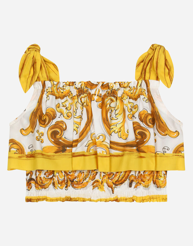 Dolce & Gabbana Poplin top with yellow majolica print Print L51N67FI5JU