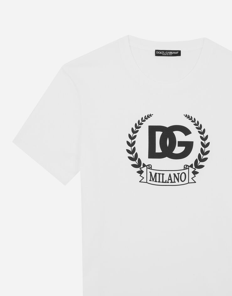 Dolce & Gabbana T-shirt en coton à manches courtes et imprimé DG Blanc G8RN8TG7M8U