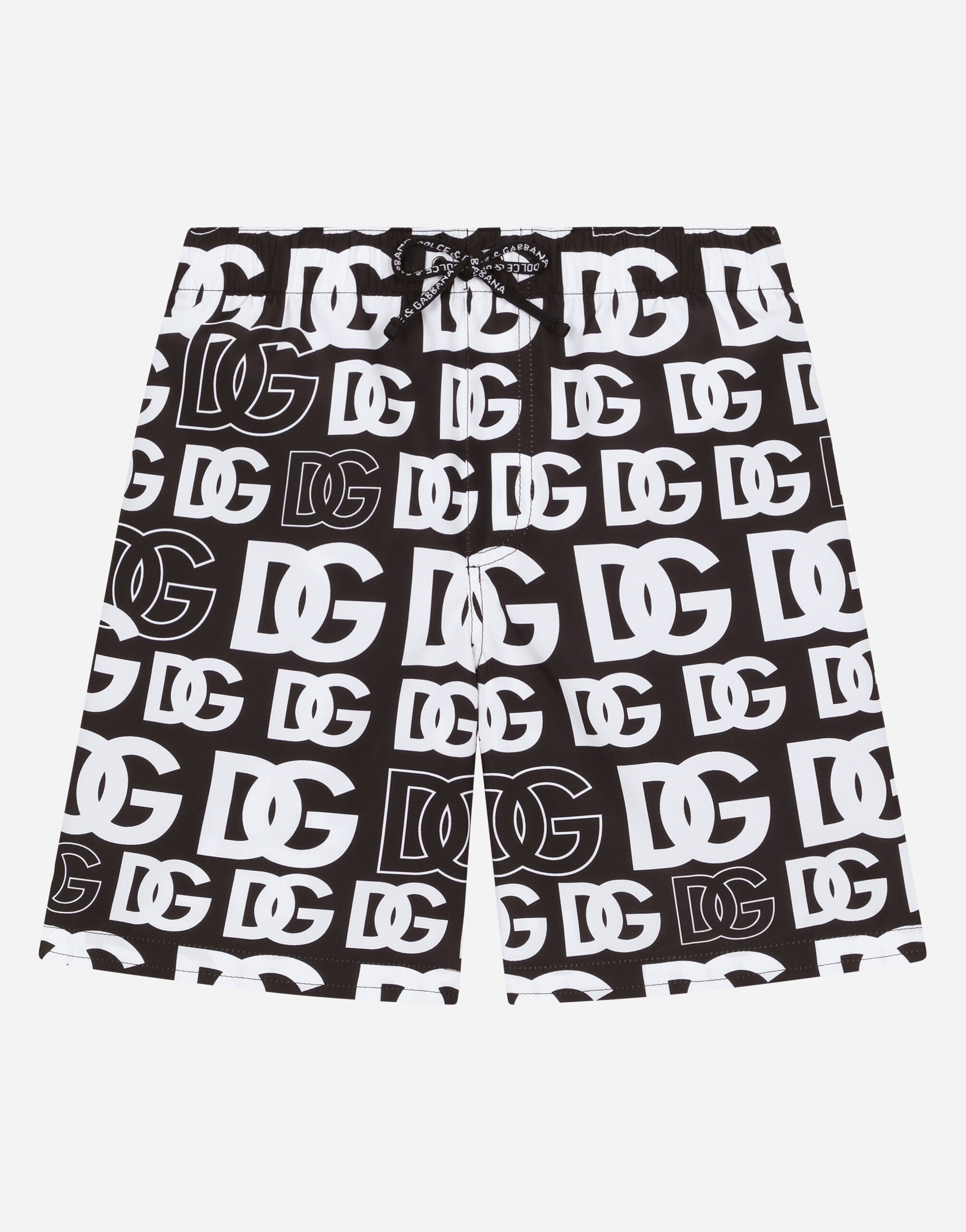 ${brand} Nylon swim trunks with DG logo print ${colorDescription} ${masterID}