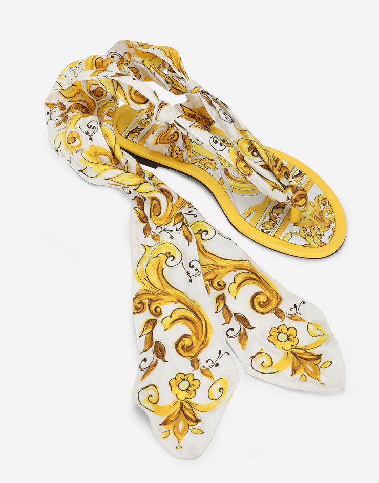 Dolce & Gabbana プリント シルクツイル トングサンダル Yellow CQ0598AT850
