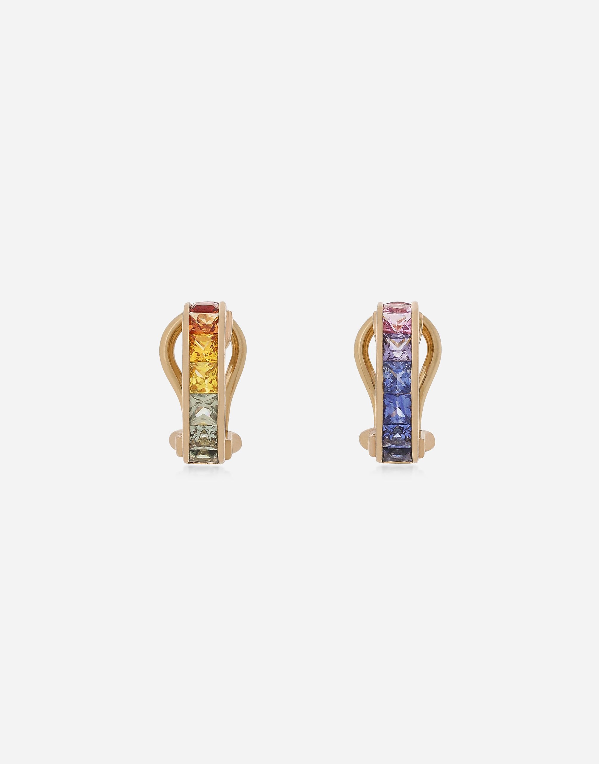 Dolce & Gabbana Boucles d’oreilles Rainbow en or jaune 18 ct avec saphirs multicolores et diamants Rouge WSQB1GWQM01