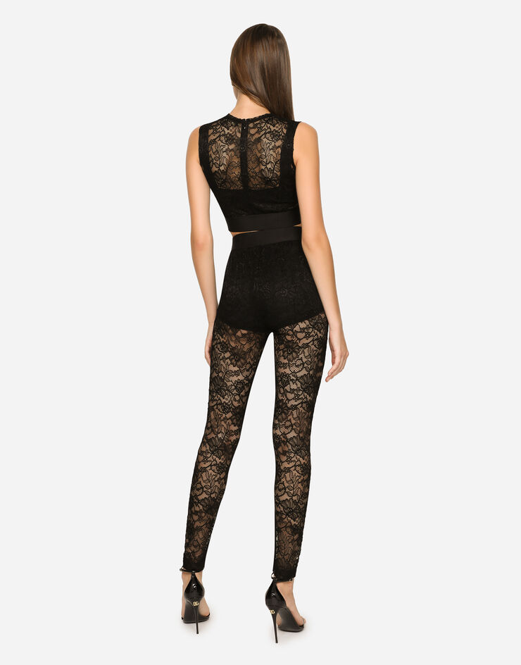 Dolce & Gabbana Logo Plaque Leggings, Woman Leggings Black It, 38