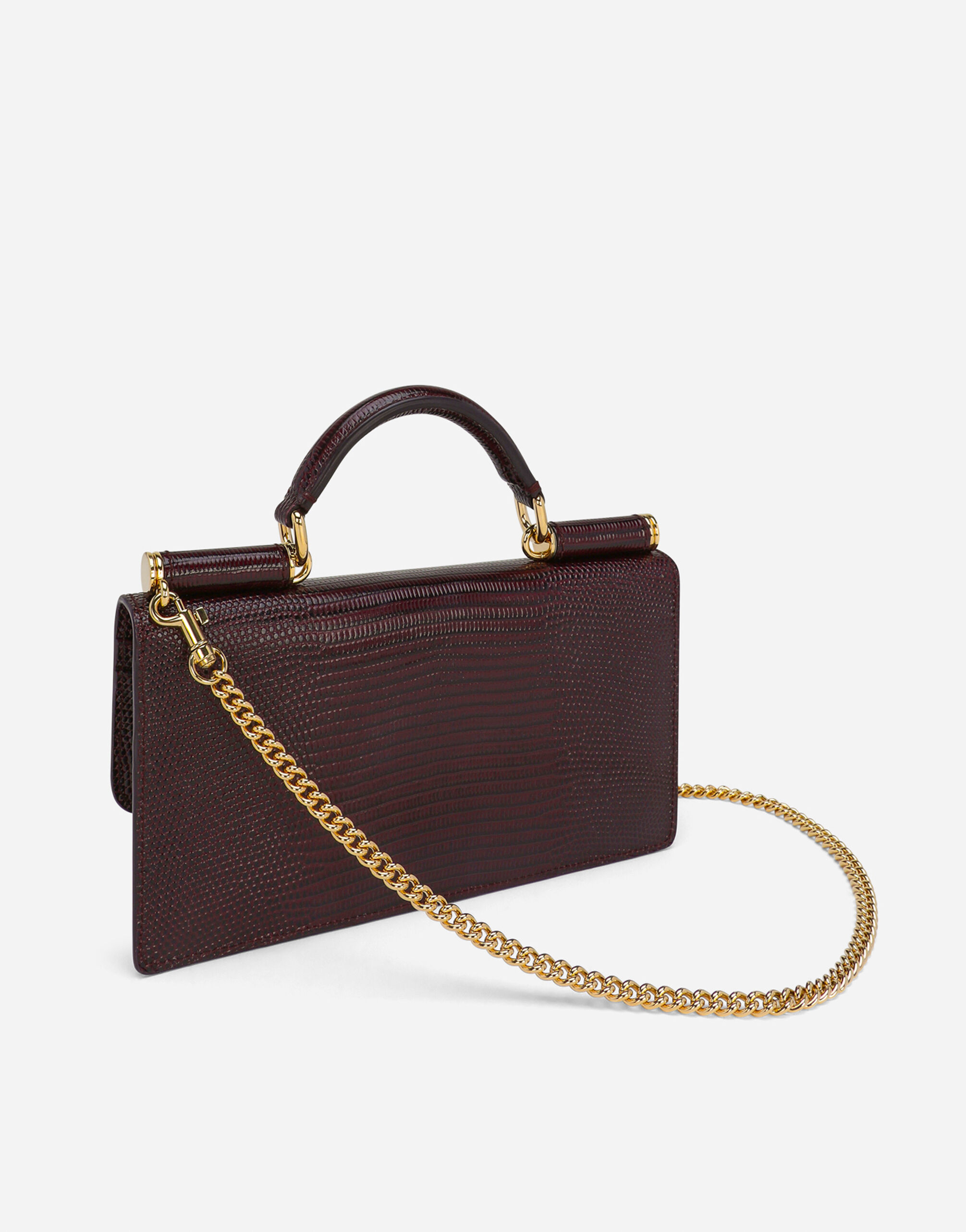 Iguana-print mini bag in Bordeaux for Women | Dolce&Gabbana®