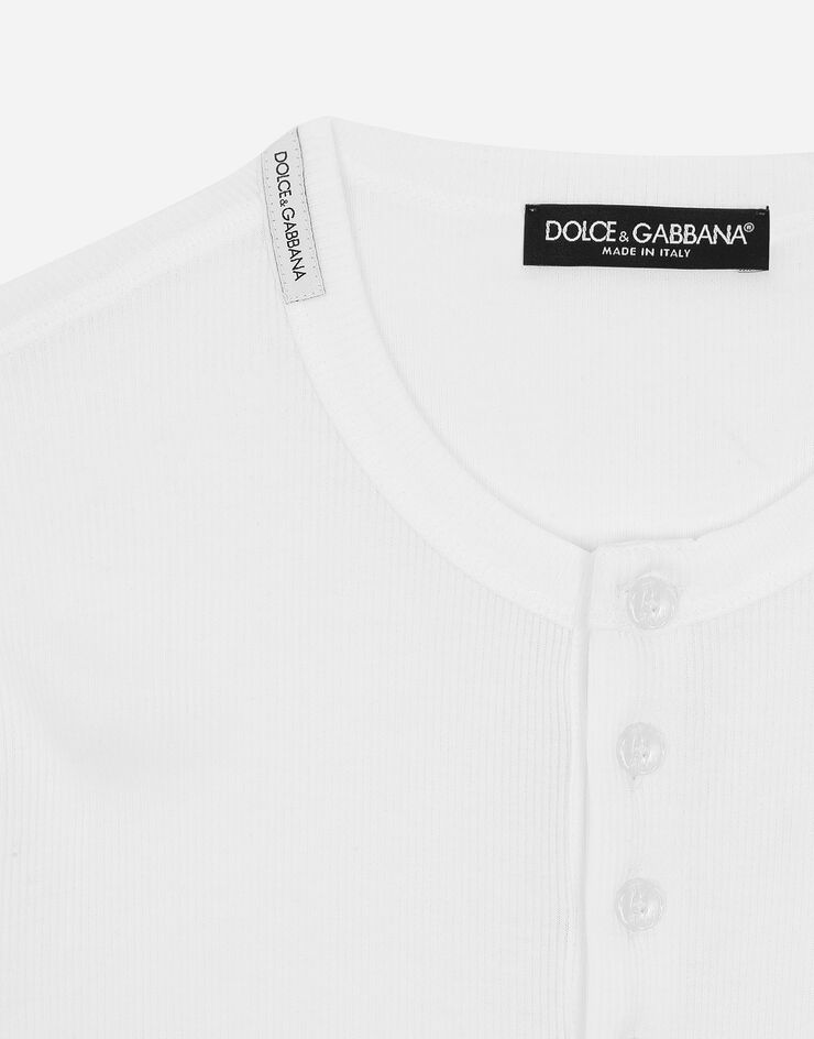 Dolce & Gabbana 그랜드대드넥 코튼 립 니트 스웨터 화이트 G8LA8TFU7AV