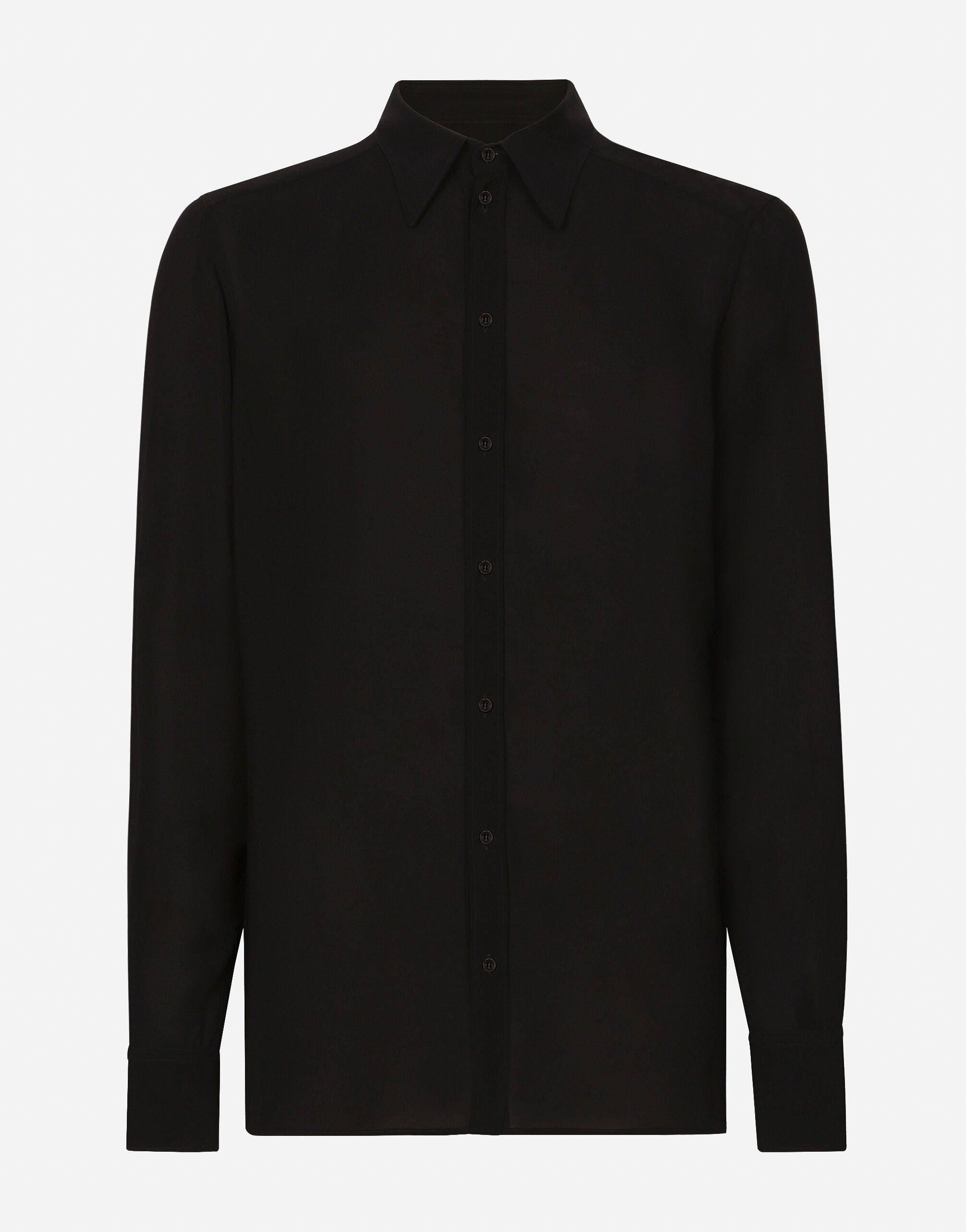 Dolce & Gabbana Martini-fit stretch charmeuse shirt Black G2RR4TFLSIM