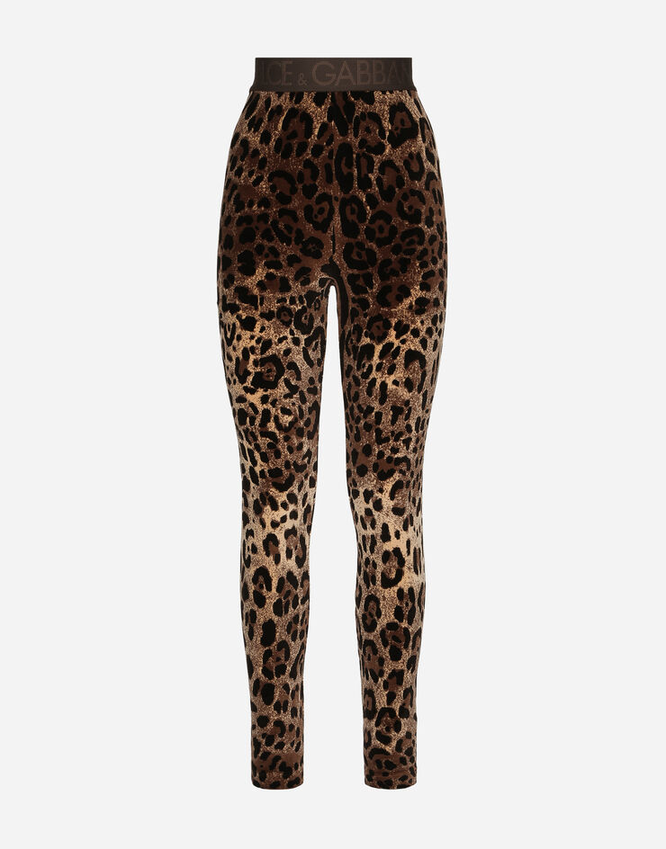 Dolce&Gabbana Leggings in ciniglia Jacquard leopardo Multicolore FTCQKTFJ7D5