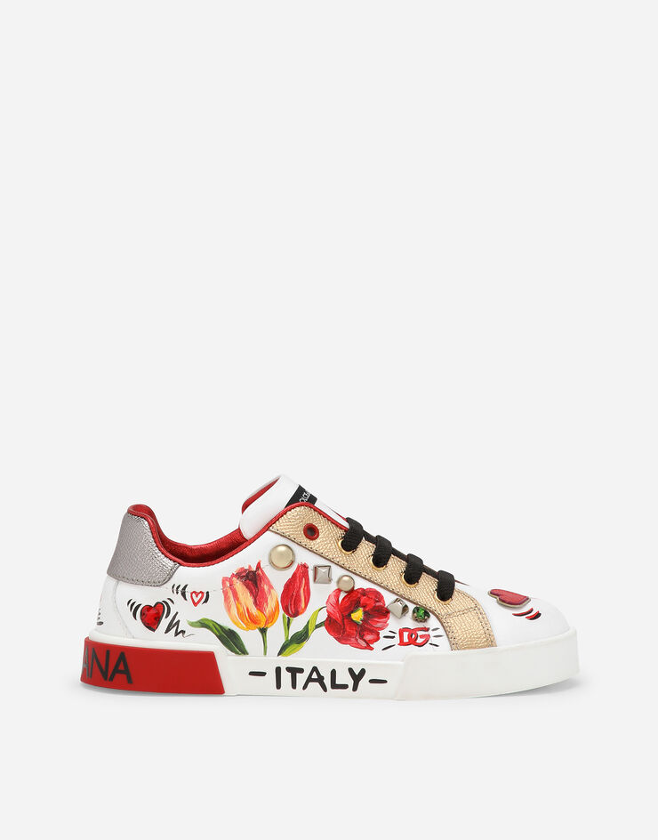 Dolce & Gabbana Sneaker bassa Portofino light in pelle di vitello stampato Multicolore D11278AB315