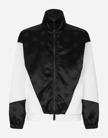 Dolce & Gabbana Zip-up nylon jacquard jacket with DG logo White G9BFRTHUMQ4