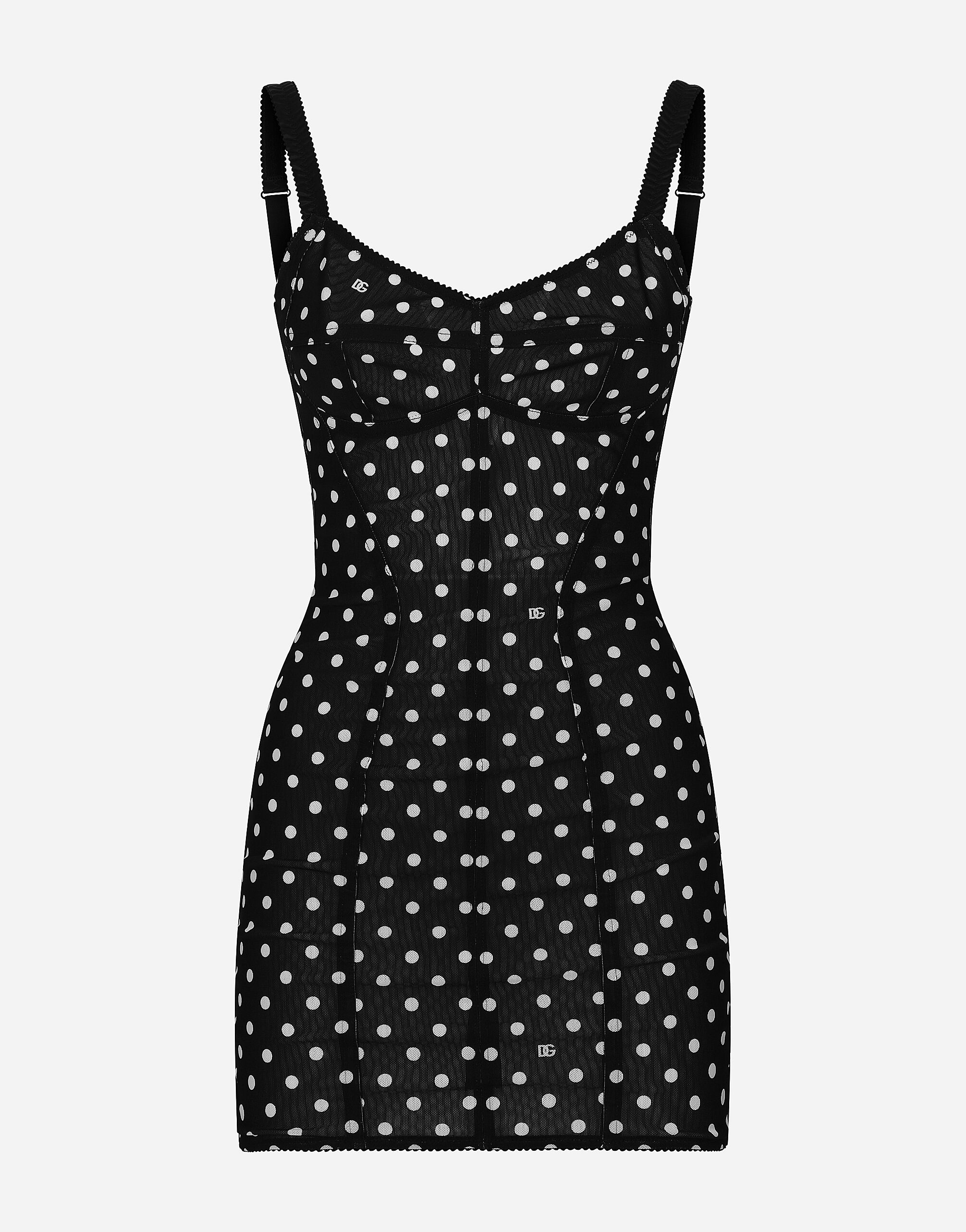 ${brand} Polka-dot marquisette minidress with corset details ${colorDescription} ${masterID}