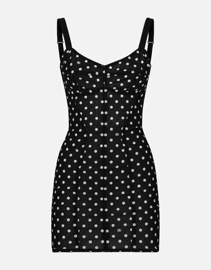 Dolce & Gabbana Polka-dot marquisette minidress with corset details Print F6JJXTFSUBG