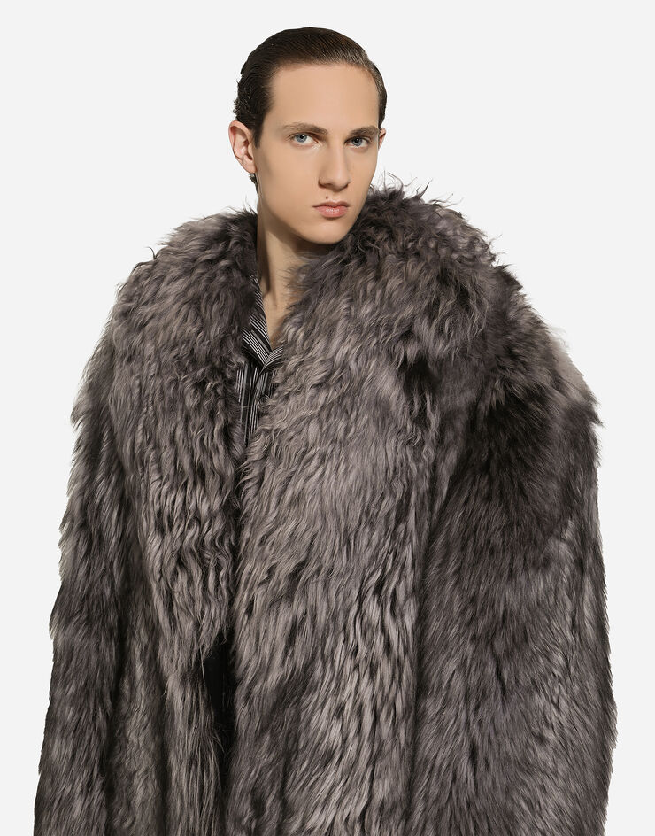 Dolce & Gabbana Long-haired shearling coat Grey G049VLFUP88