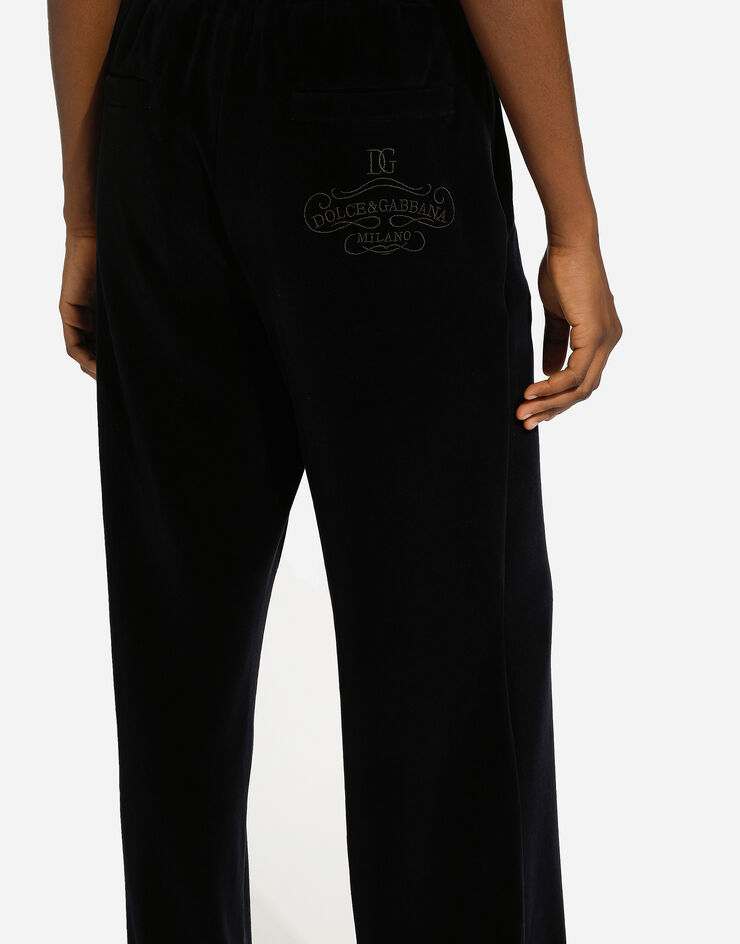 Dolce & Gabbana Cotton chenille jogging pants with DG logo Black FTC7VZGDCNX