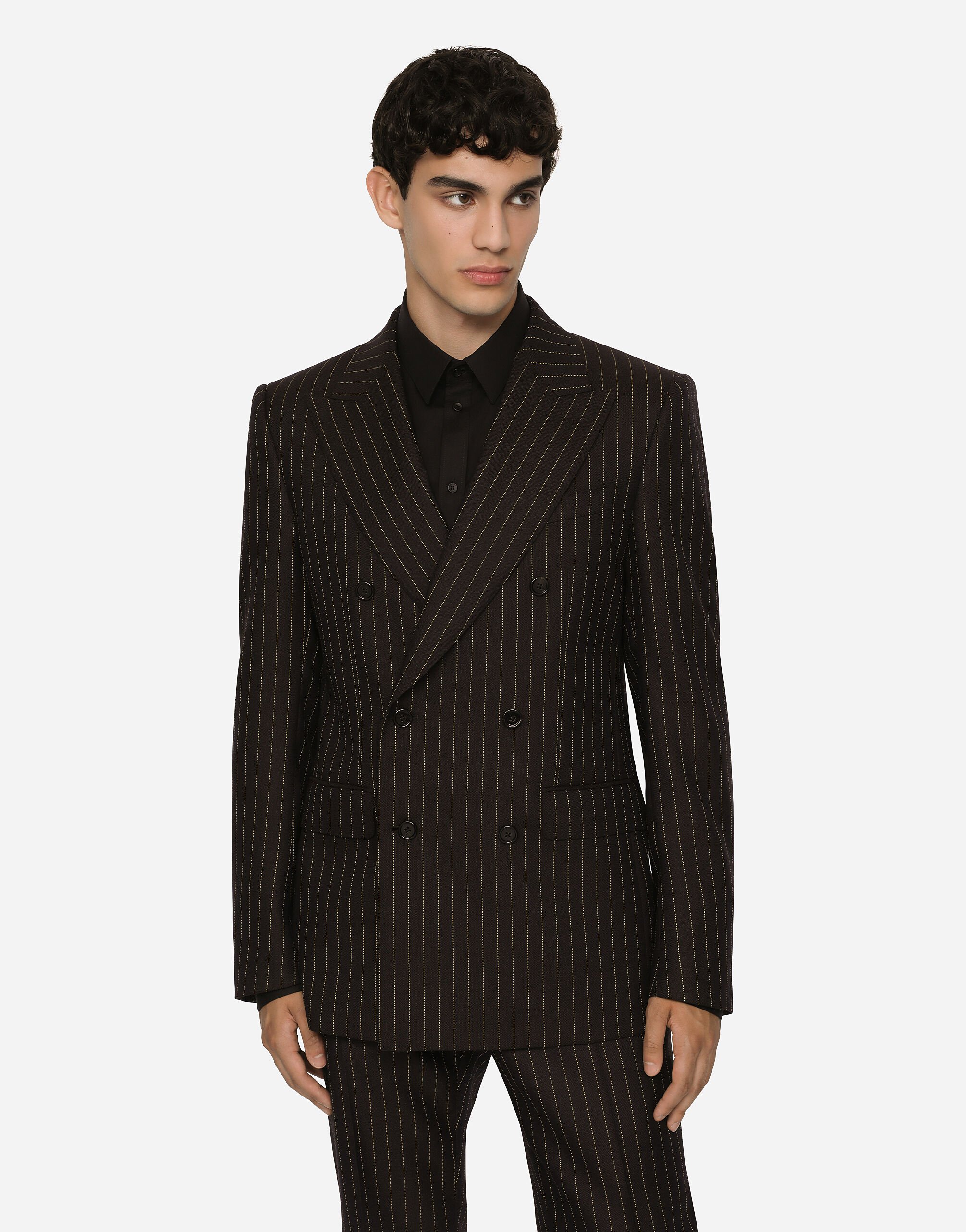 Double-breasted pinstripe wool Sicilia-fit jacket