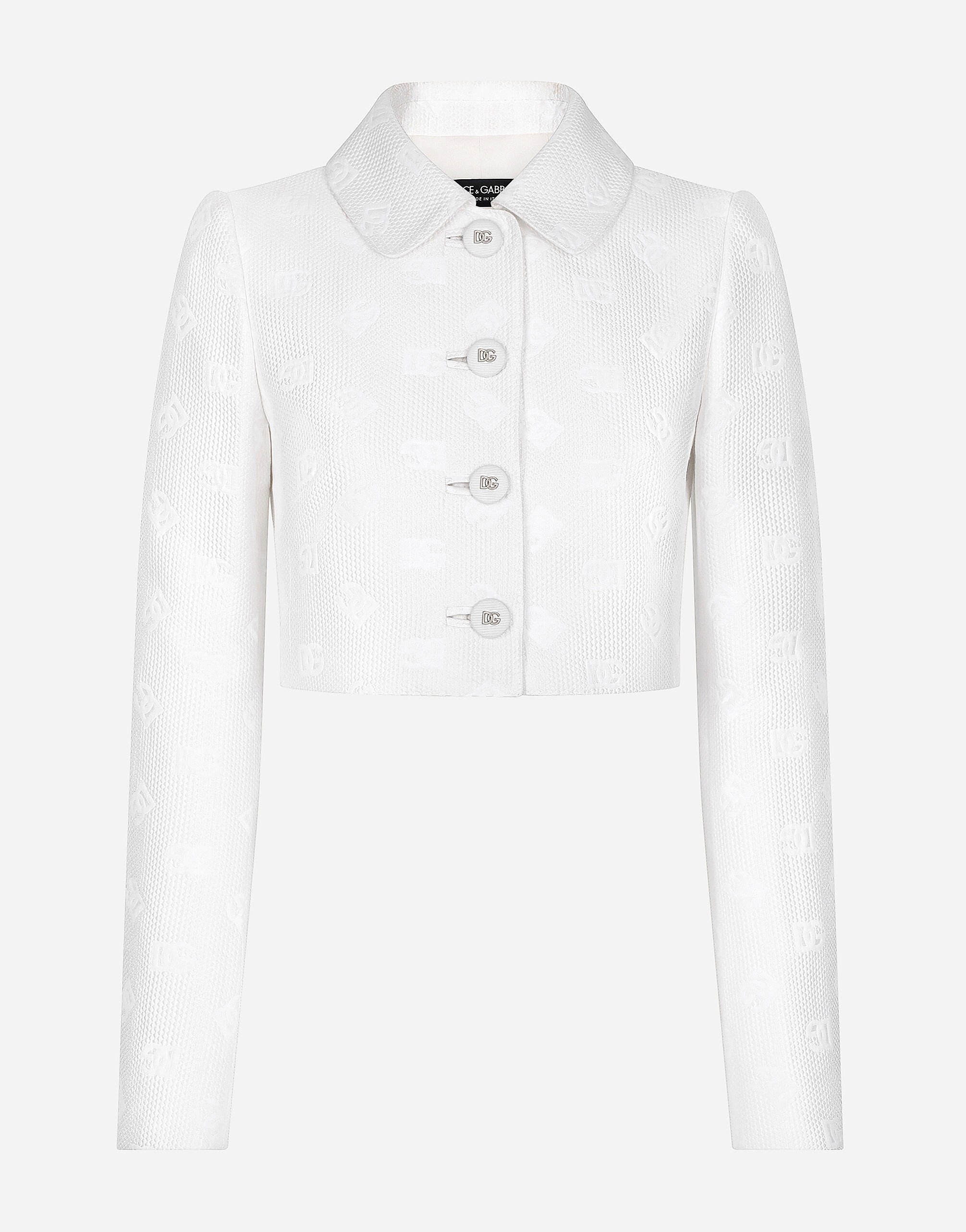 Dolce & Gabbana Short quilted jacquard jacket with DG logo Print F29UDTIS1P4