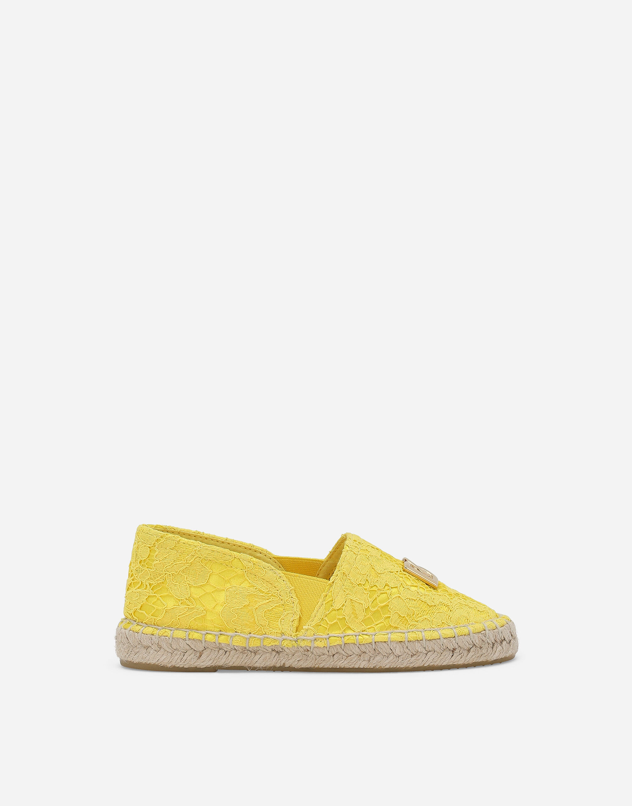 Dolce & Gabbana Satin and lace espadrilles Yellow D11247A1067