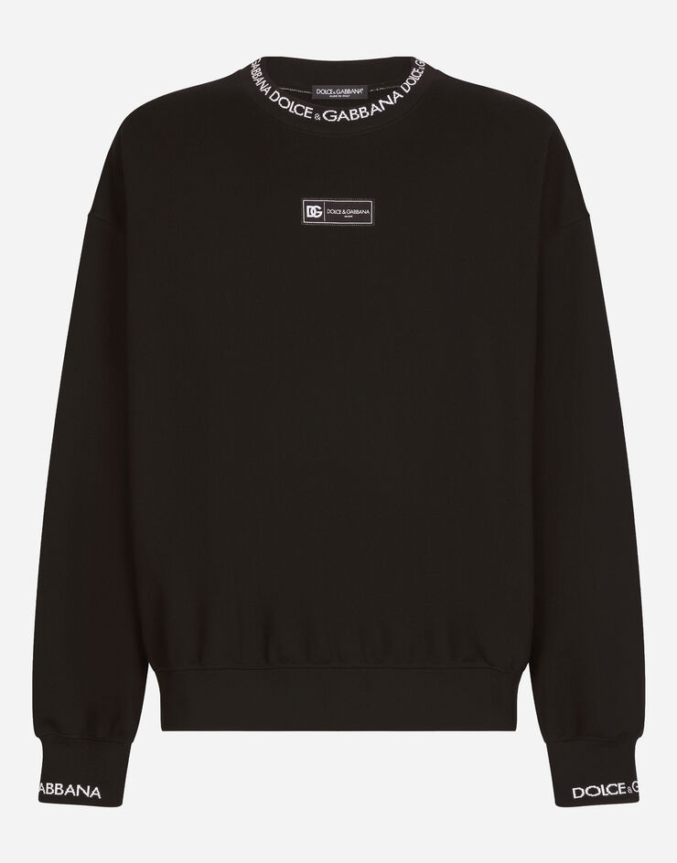 Round-neck sweatshirt with Dolce&Gabbana logo in Black for Men | Dolce ...