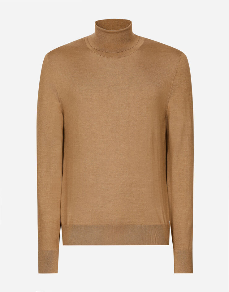 Dolce & Gabbana Rollkragenpullover aus Kaschmir und Seide Beige GXW05TJFMEH