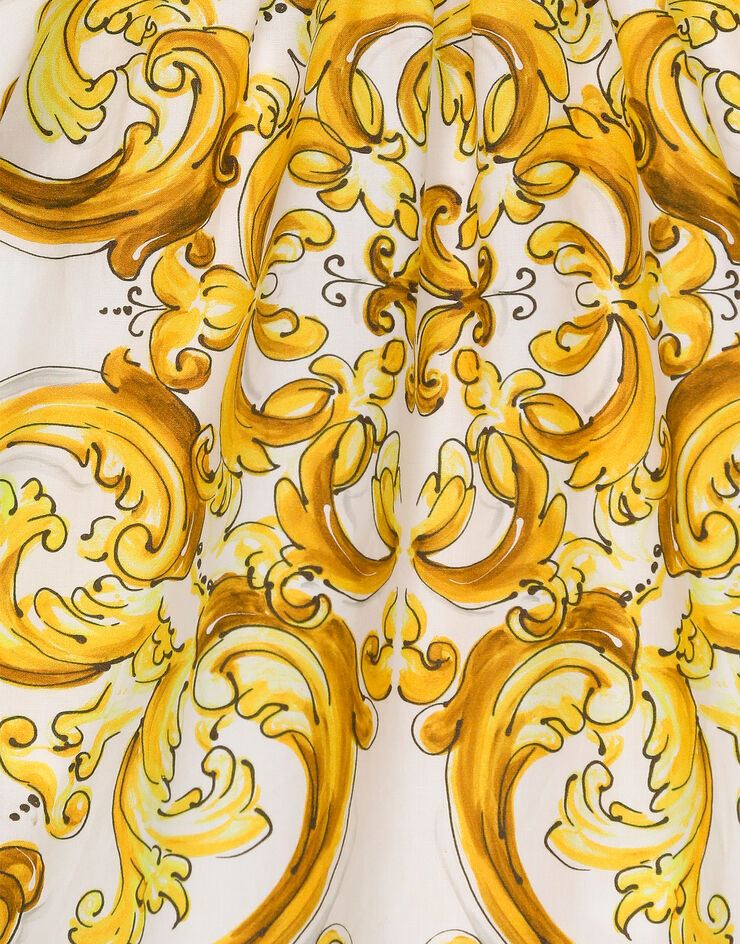 Dolce & Gabbana Blouse en popeline à imprimé majoliques jaunes Imprimé L26S16FI5JU