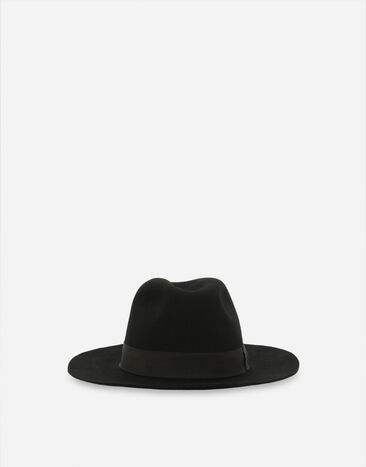 Dolce&Gabbana قبعة فيدورا من صوف لباد أسود GH596AGH094