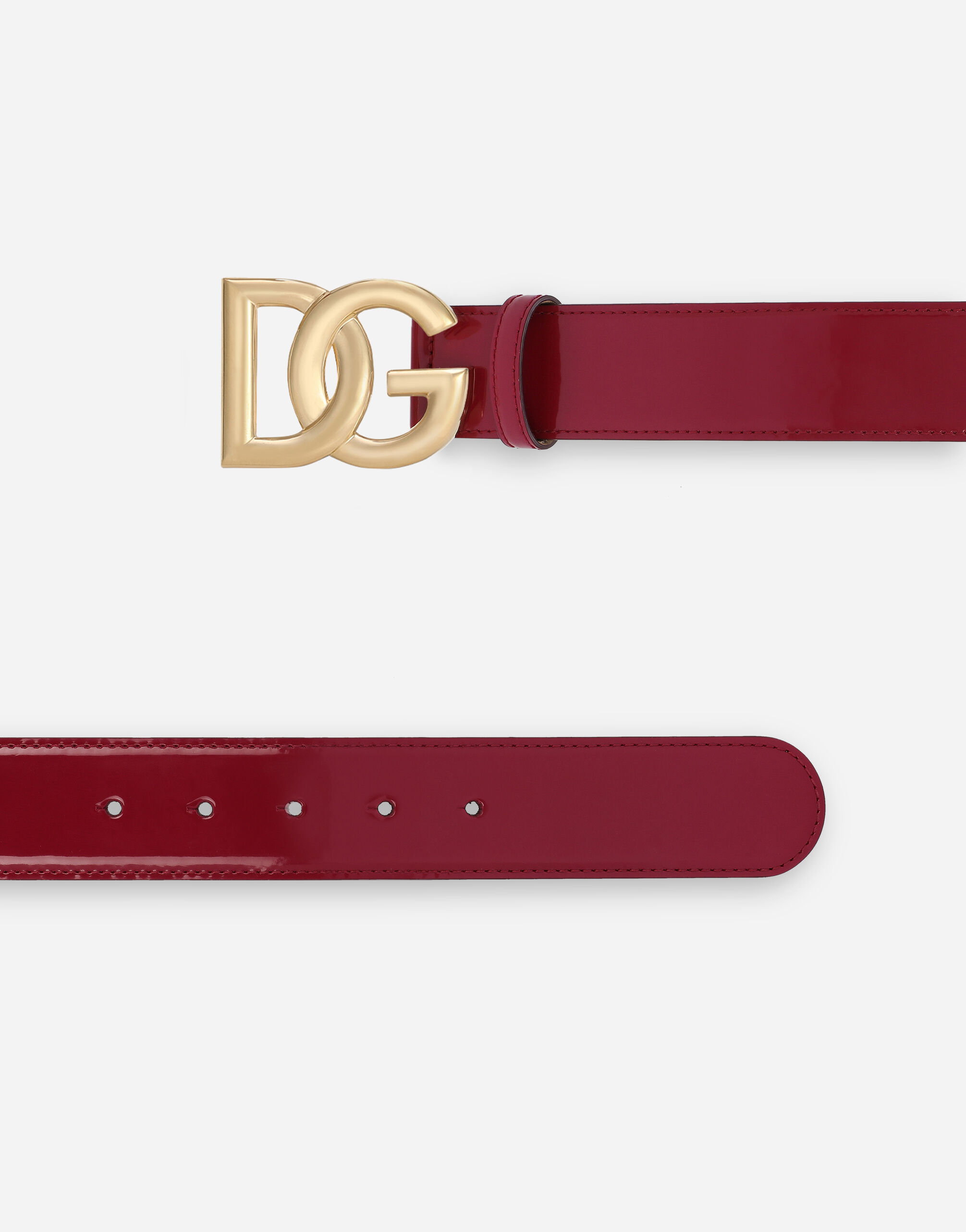 Polished calfskin belt with DG logo in Fuchsia for | Dolce&Gabbana® US