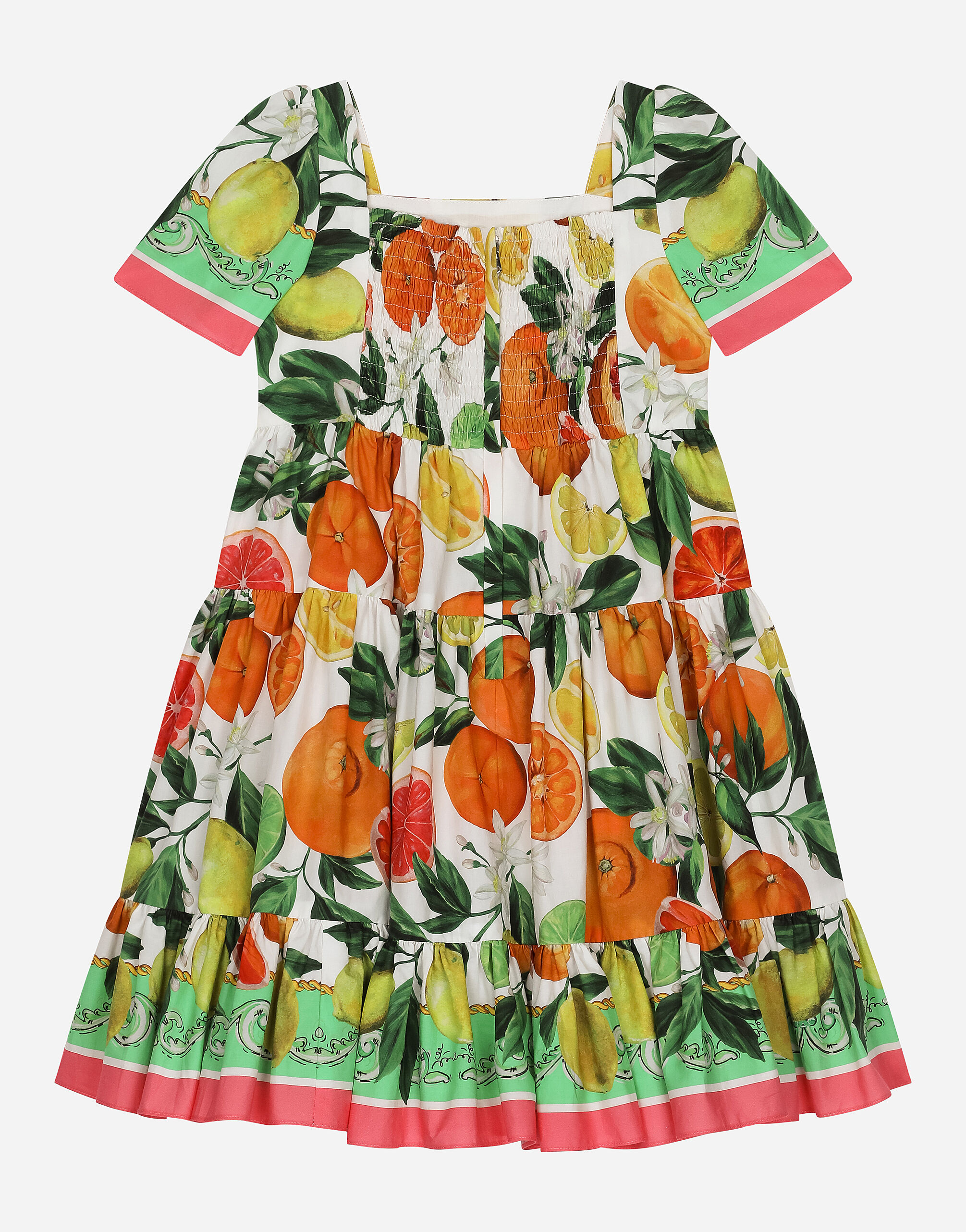 プリのガールズ Poplin dress with lemon and orange print 