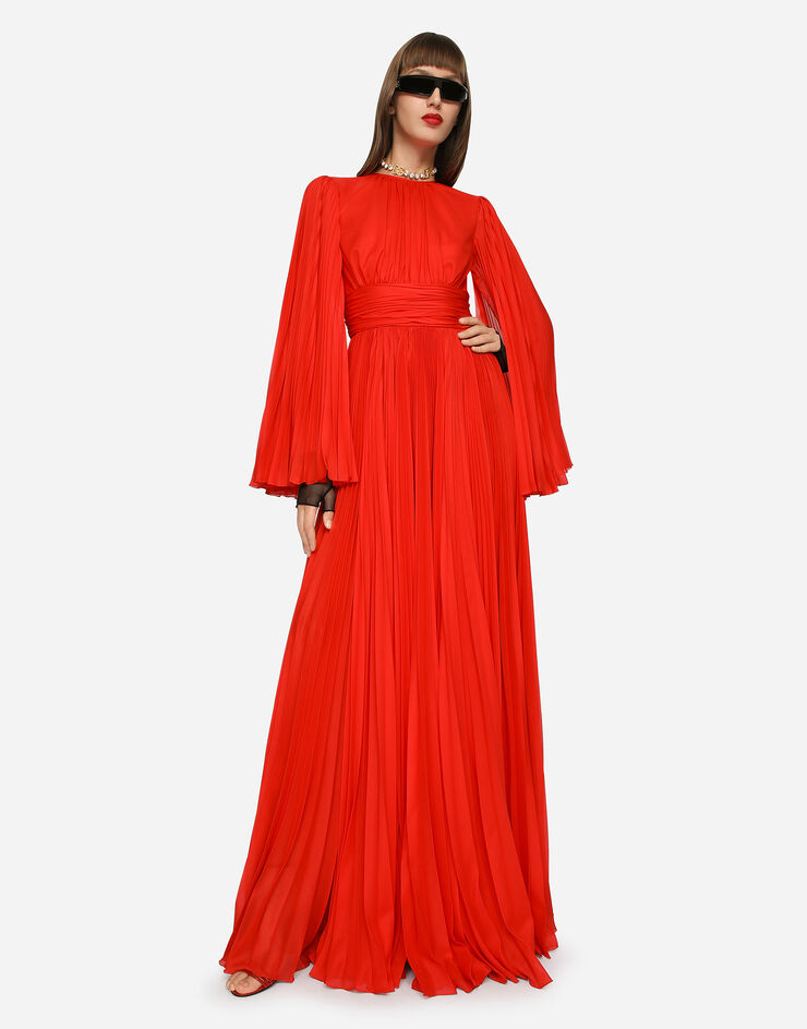 Long chiffon dress in Red for | Dolce&Gabbana® US