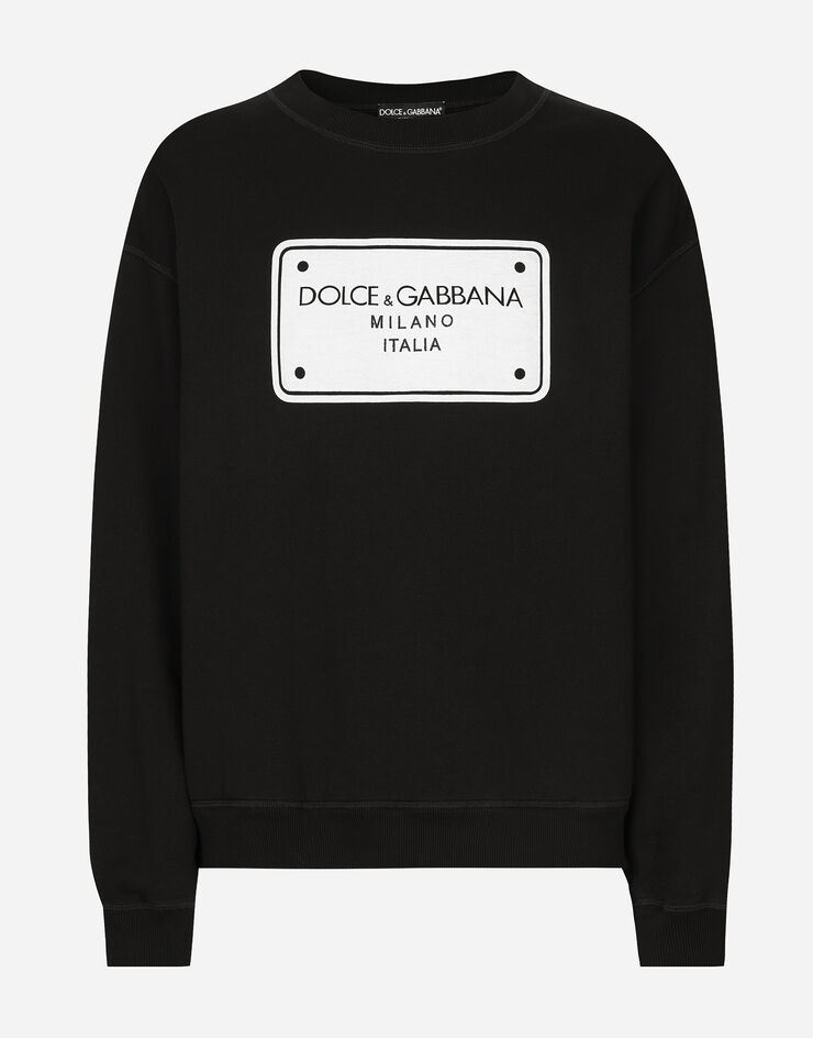 Dolce & Gabbana Jersey sweatshirt with DG logo tag embroidery Black G9AHSZG7NRT