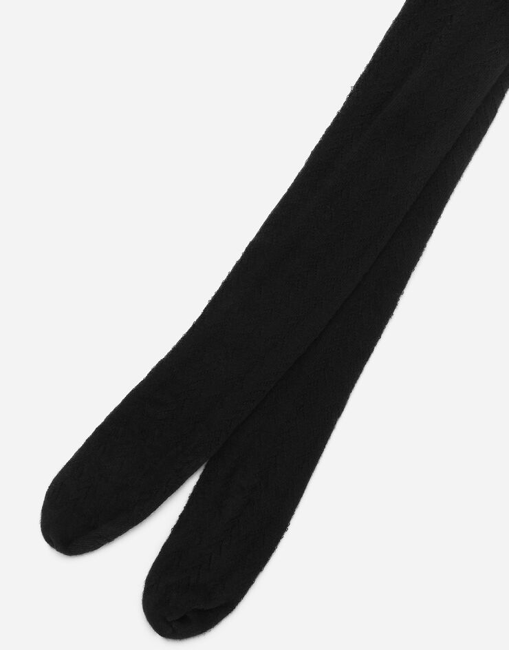 Dolce & Gabbana Strumpfhose mit Lochmuster aus Baumwolle Schwarz O4B51TON00F