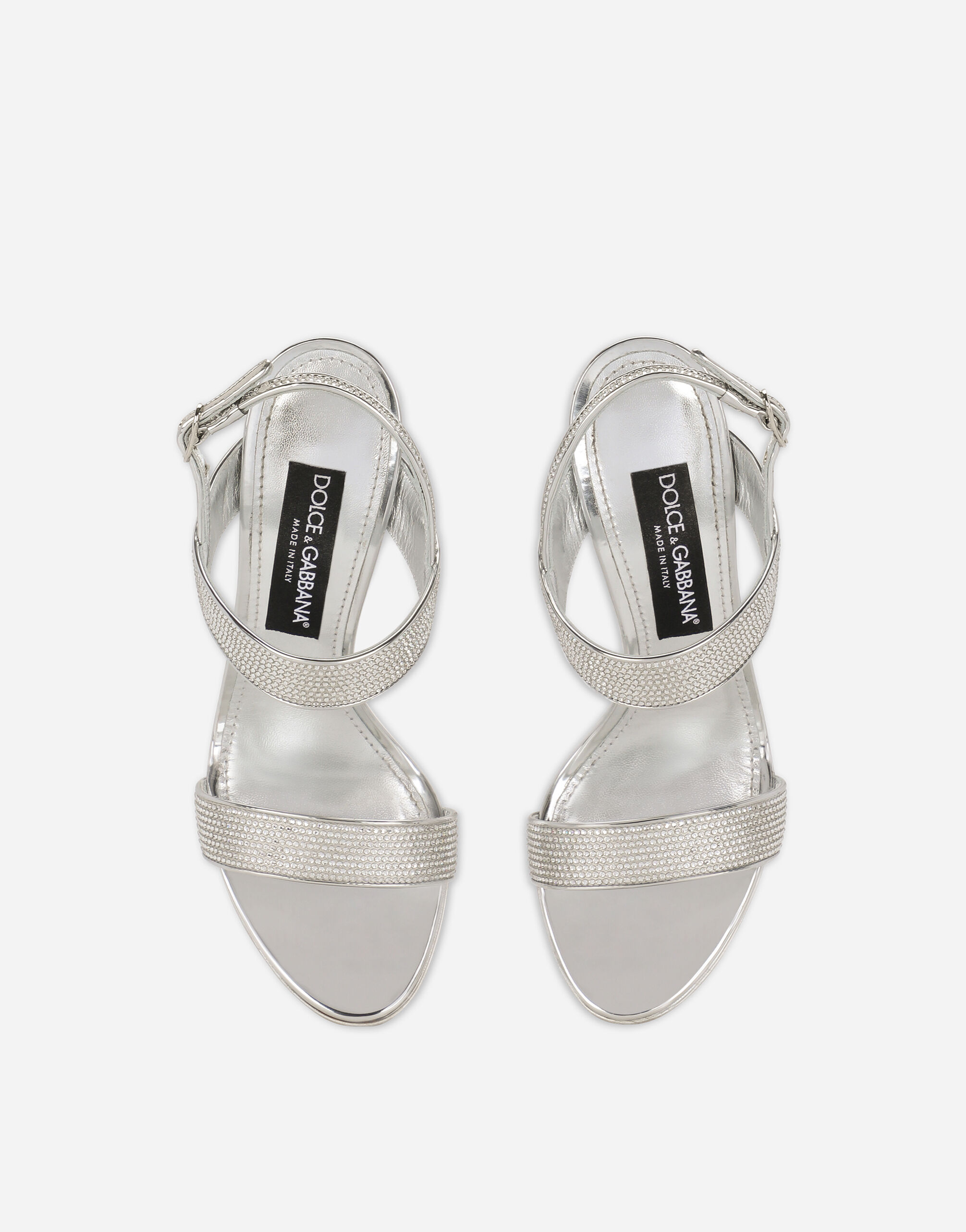 Dolce & Gabbana Satin sandals with fusible rhinestones female Grey