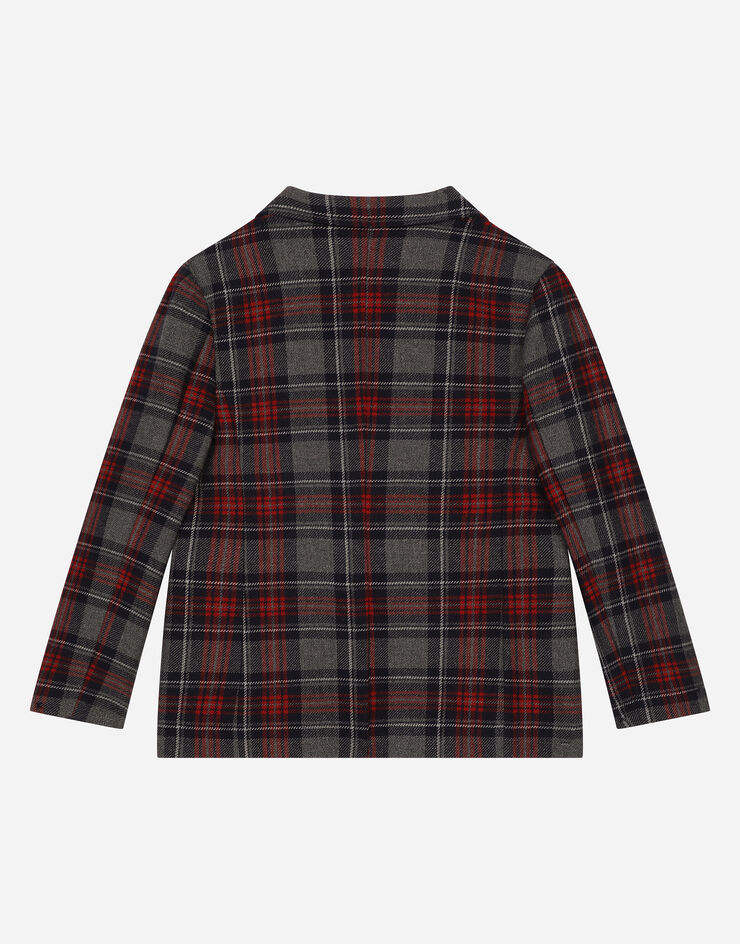 Dolce & Gabbana Einreihige Tartan-Jacke aus Wollmix mit Dolce&Gabbana-Logo Mehrfarbig L41E95FQMFZ