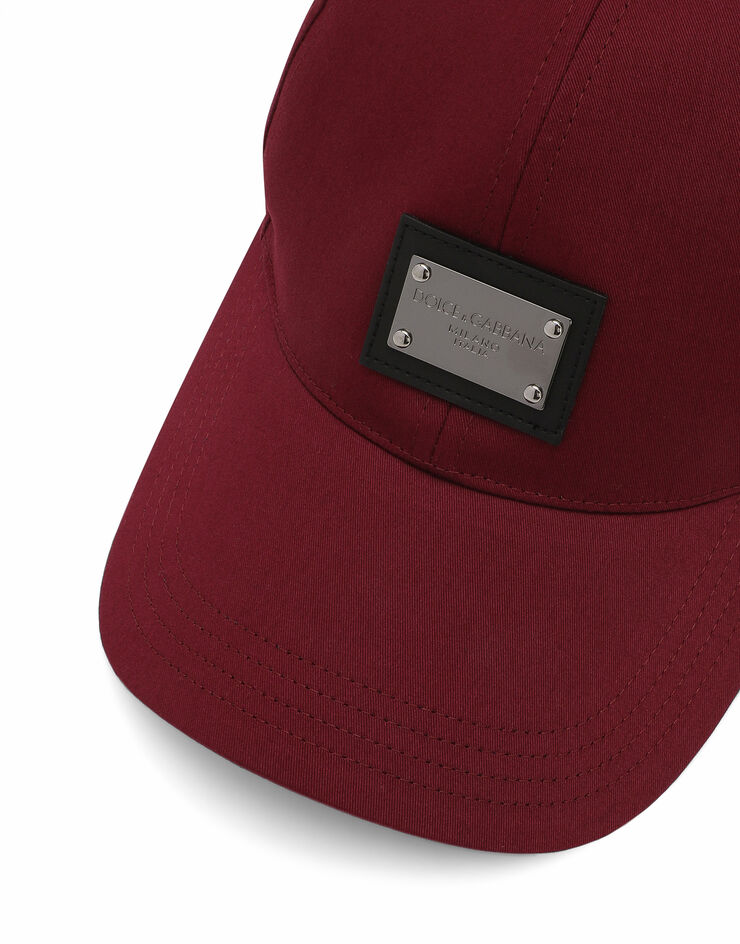 Dolce & Gabbana Cotton baseball cap with logo tag 枣红 GH590AGF421