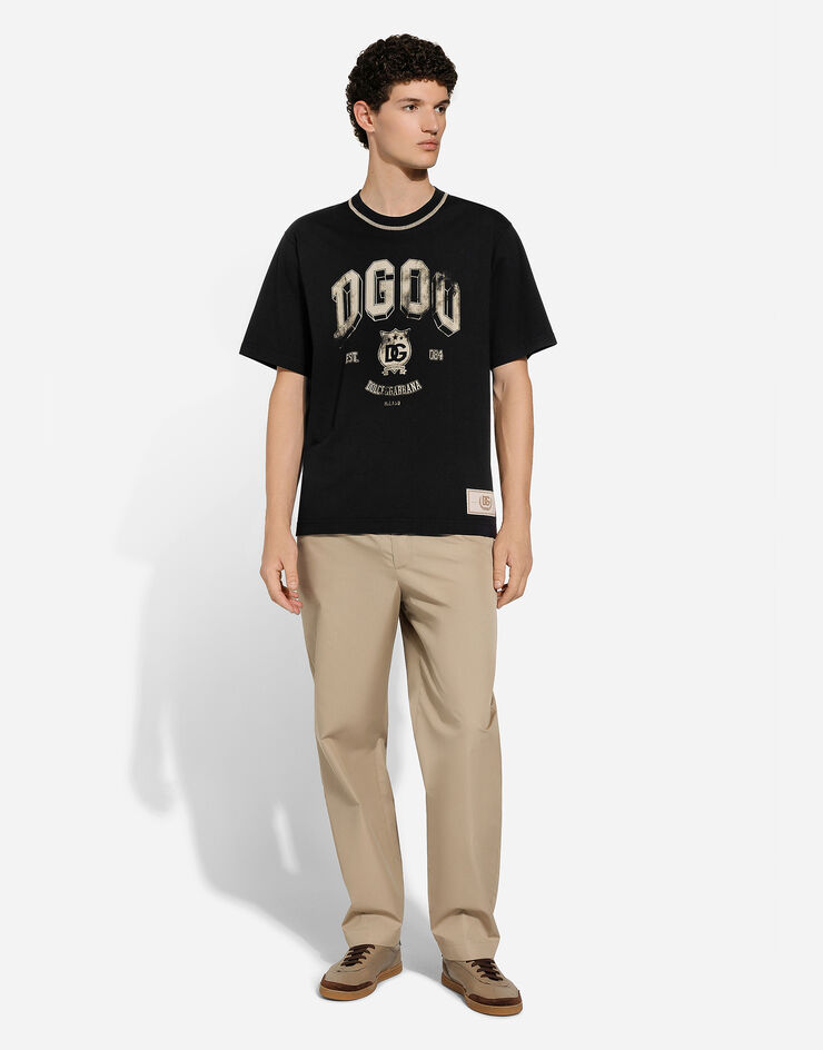 Dolce & Gabbana Camiseta de algodón con logotipo estampado Negro G8PN9TG7NWY