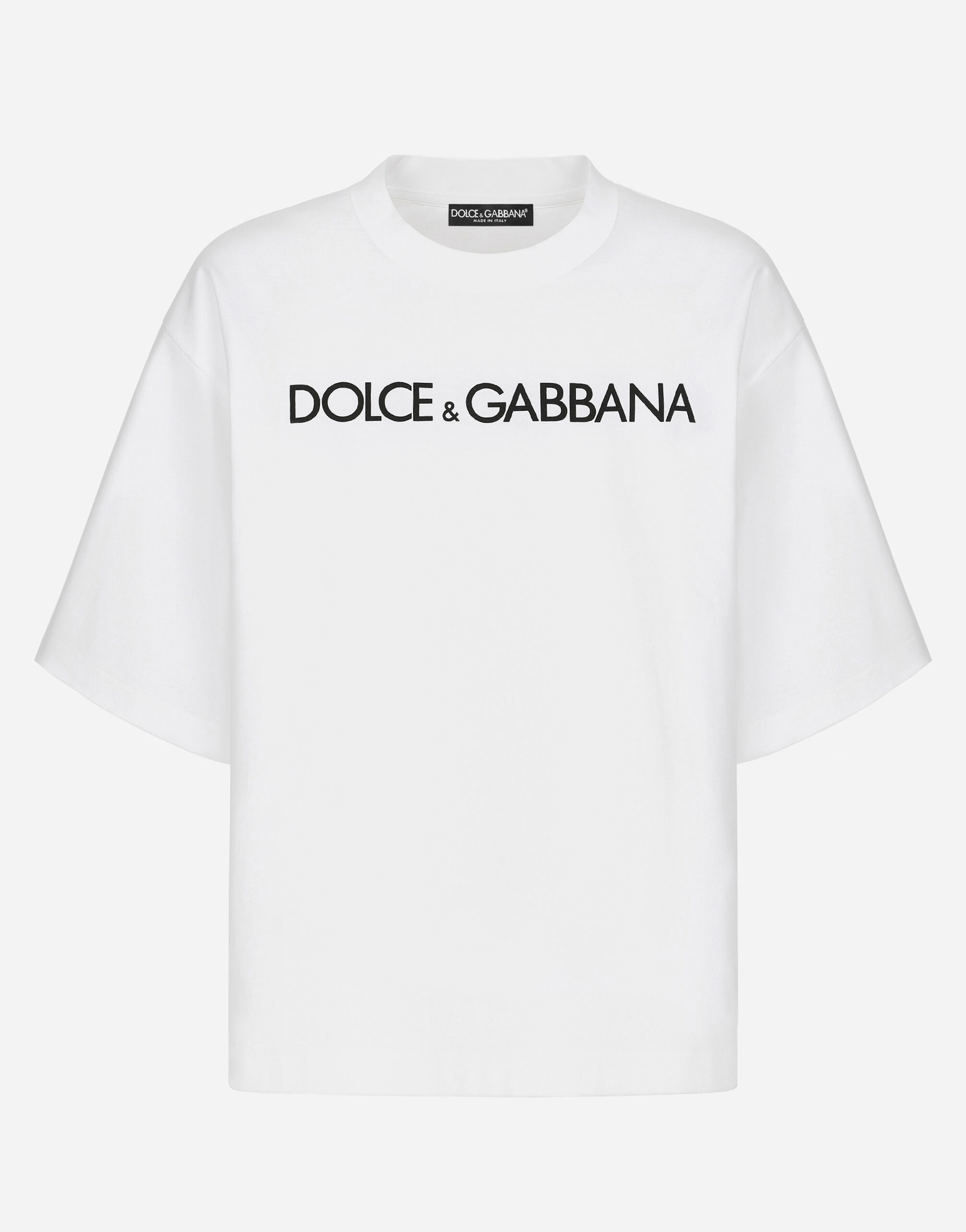 Jersey T-shirt with “Dolce & Gabbana” print in White for