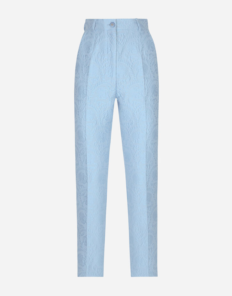 Dolce & Gabbana Pantaloni sartoriali in jacquard matelassé floreale Azzurro FTAM2TGDCLM