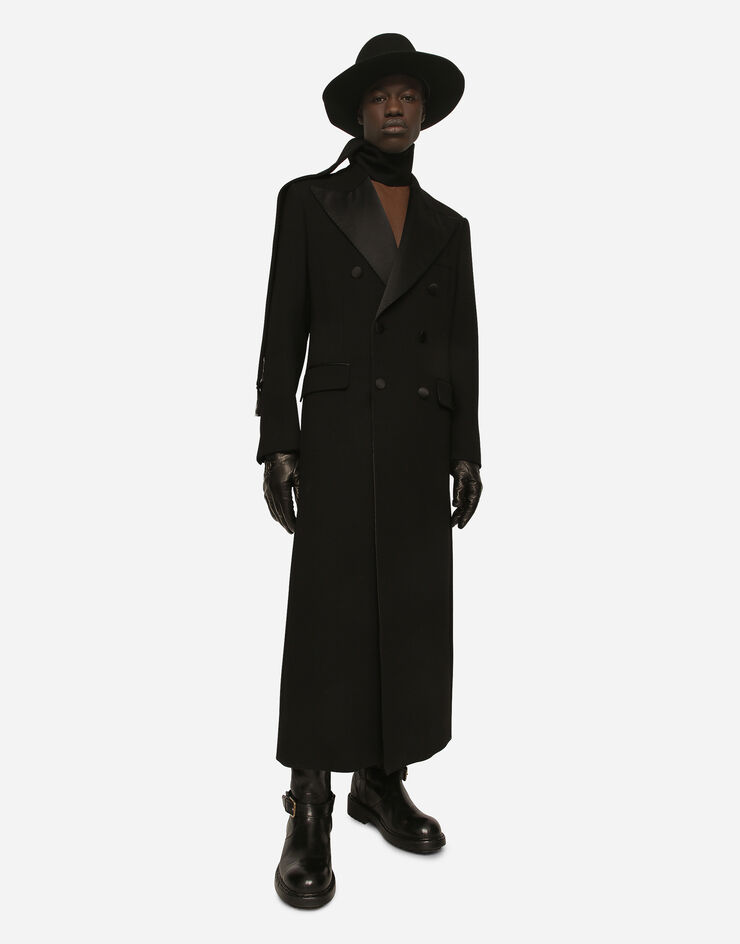 Dolce & Gabbana Двубортное пальто из эластичного шерстяного крепа черный G040LTFUBCI